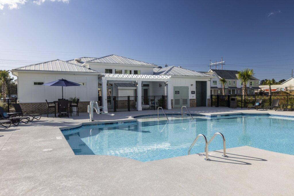 Sparkling swimming pool at Ladson apartment